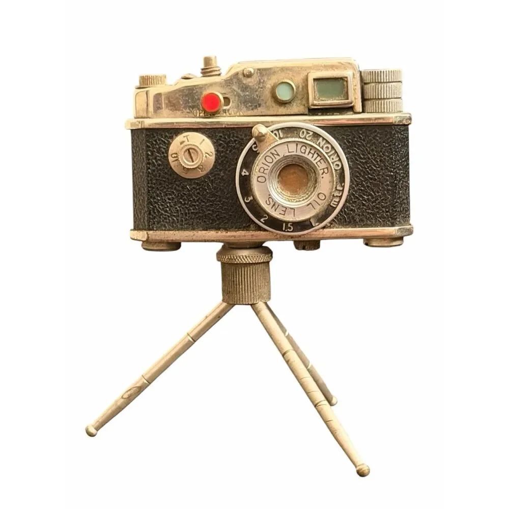 Vintage Orion Camera Table Lighter Novelty Made in Japan Untested with Tripod